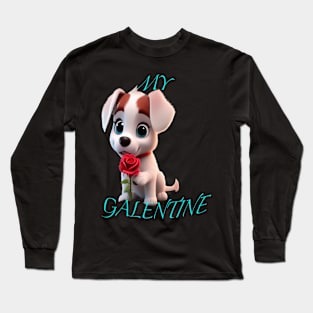 Galentines day puppy Long Sleeve T-Shirt